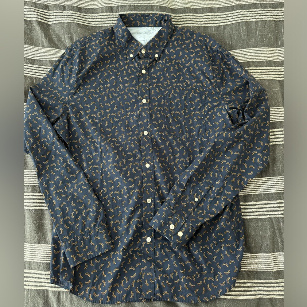 Banana Print Dress Shirt - Men’s Large - Banana Republic